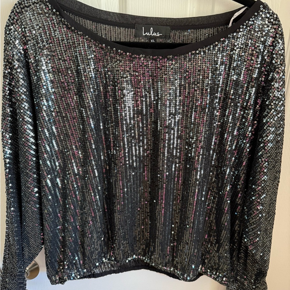 Lulu's Black Sequin Women's Top